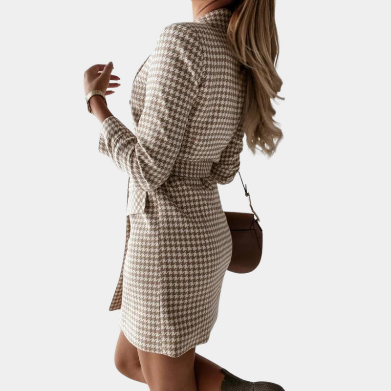 LM | Stylish blazer dress with belt for women