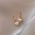 White Pearl Heart Earrings