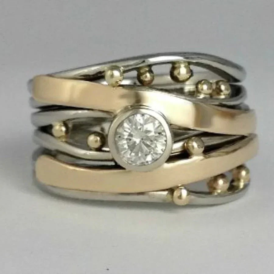 Gold Ring Encrusted With Zirconium