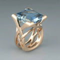 Rose Gold Blue Zirconia Ring