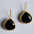 Black Stone Gold Earrings