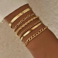 Set of Gold Bracelets With Different Chain Styles