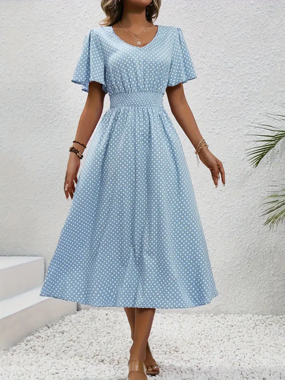 LM | Printed casual dress with short sleeves