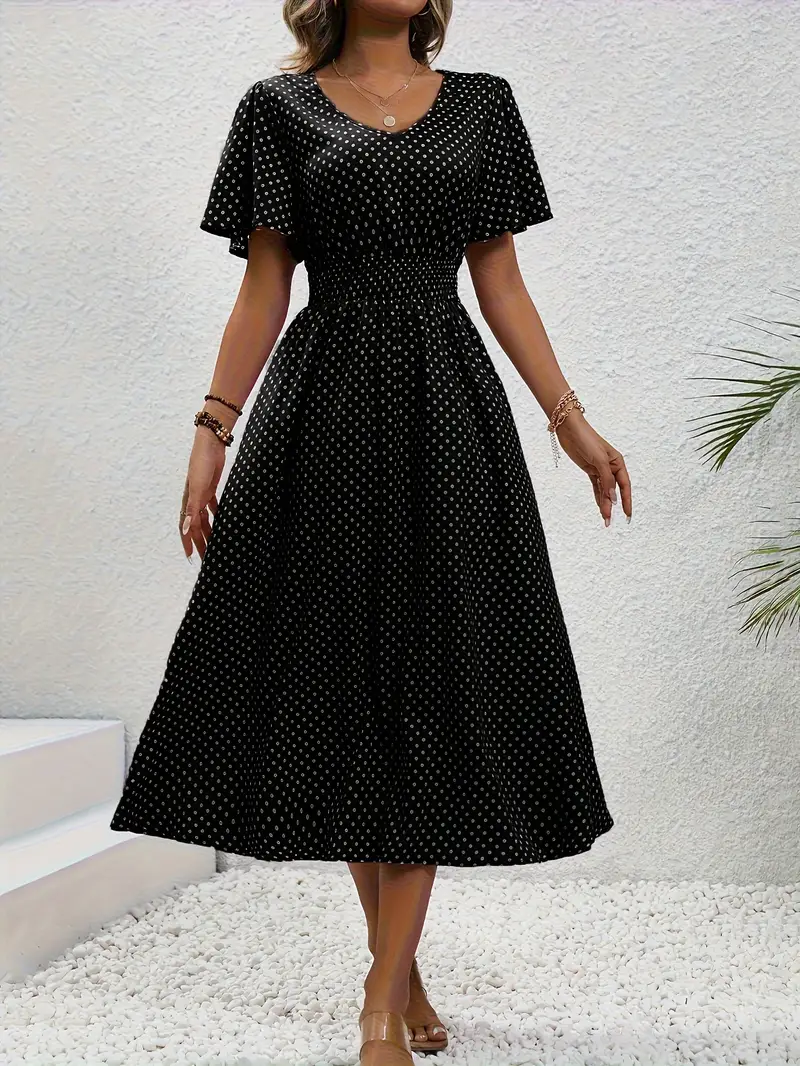 LM | Printed casual dress with short sleeves