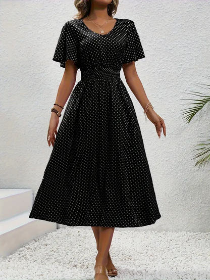 LM | Printed casual dress with short sleeves