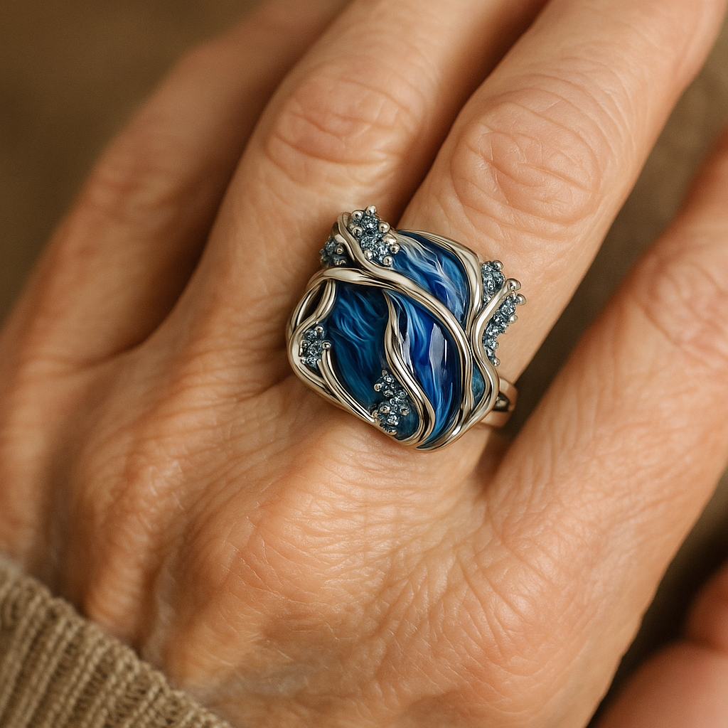 Golden Ocean Wavy Ring