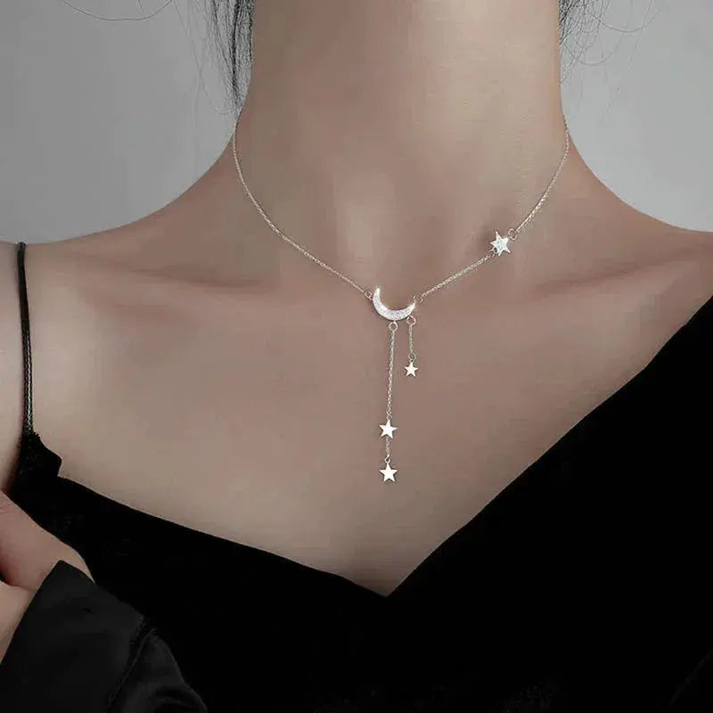 Silver Moon & Star Necklace