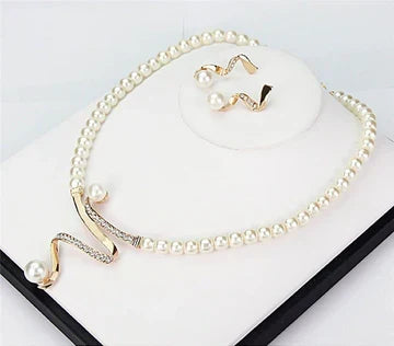 Pearl Necklace + Earrings
