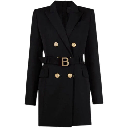 LM | classic blazer dress for the office with belt and luxury buttons