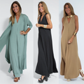 Schwarzes Kleid + Weste in Weiß