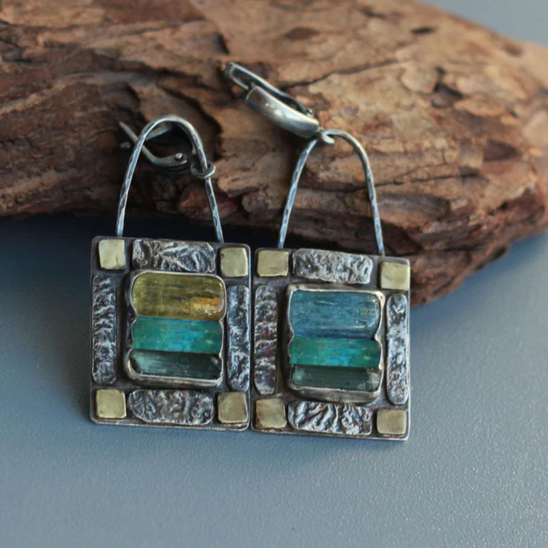 Blue & Green Crystal Earings