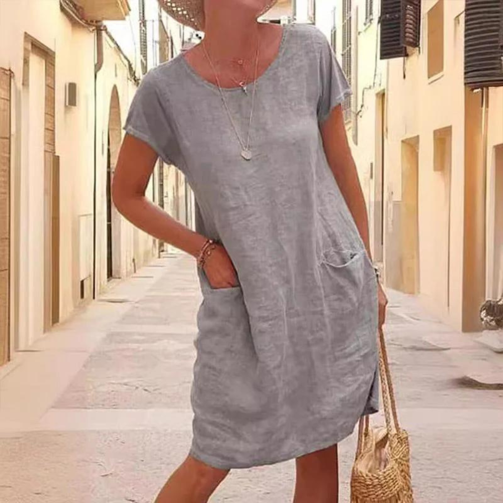 LM | Elegant dress for women with a round neckline