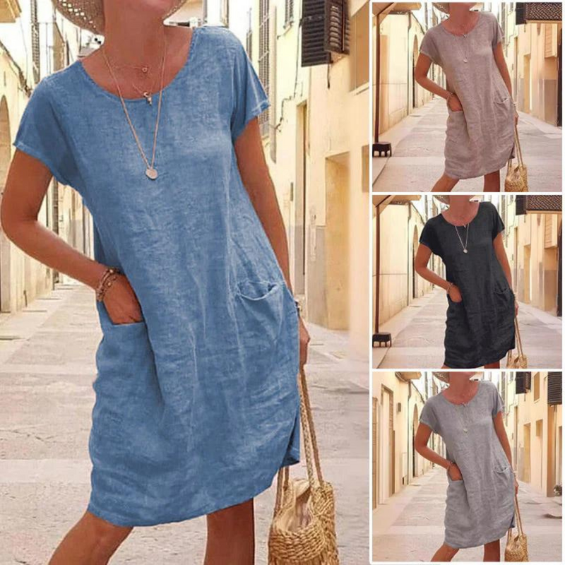 LM | Elegant dress for women with a round neckline