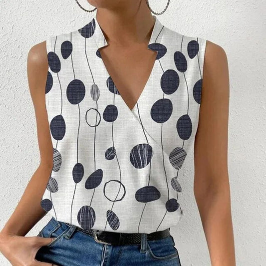 LM | sleeveless top with floral print and V-neckline
