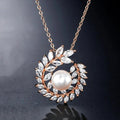 Bright Leaf Pearl Crystal Necklace