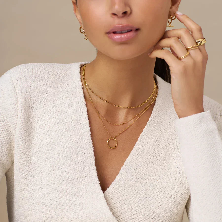 Open Circle Three Row Necklace