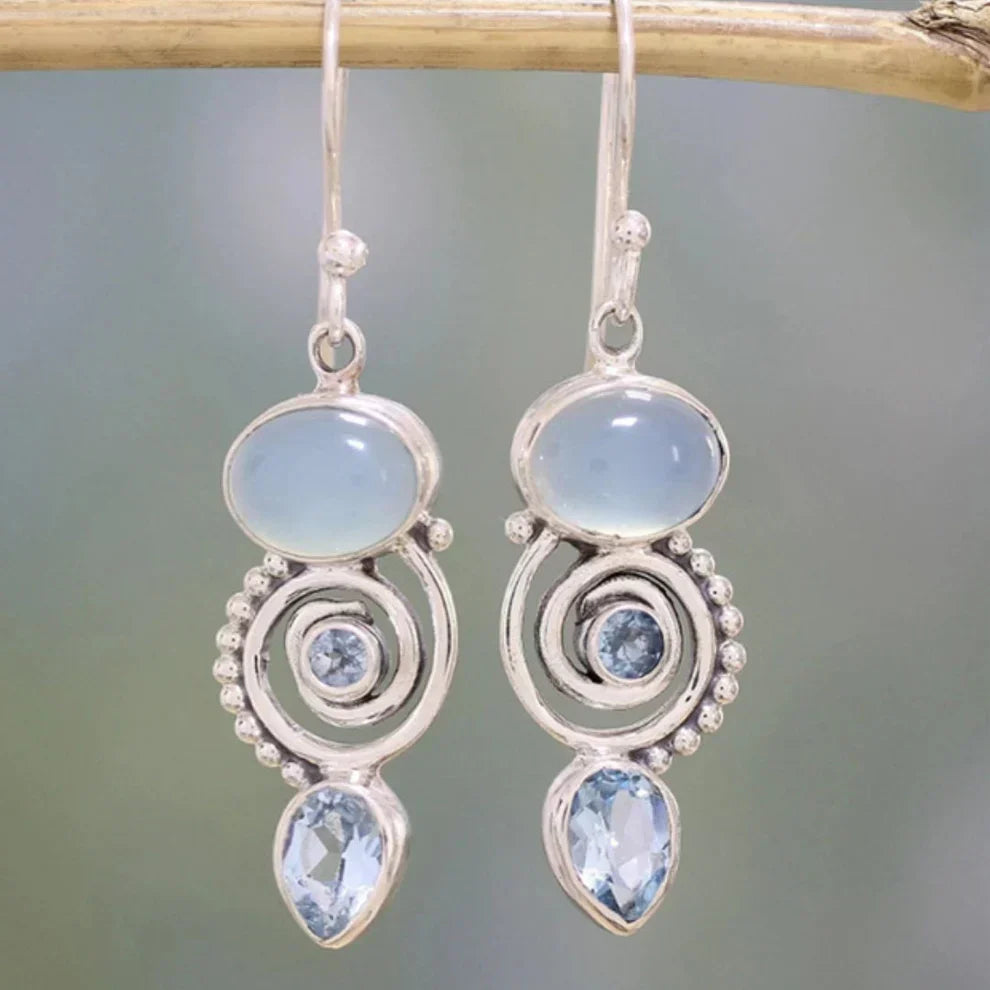 Luxe Moonstone Silver Earrings