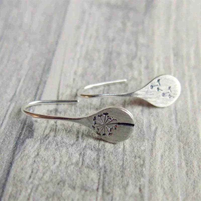 925 Sterling Silver Dandelion Leaf Earrings