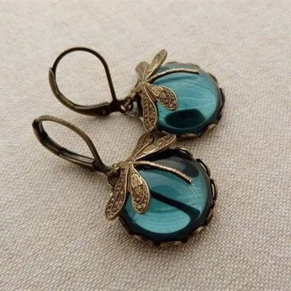 1+1 Offer: Dragonfly Necklace + Spherical Dragonfly Earrings in Antique Gold