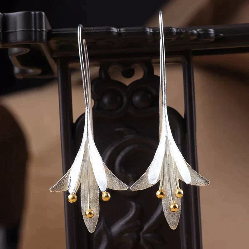 Minimal Silver Blossom Earrings