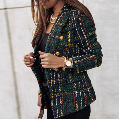 LM | Checked blazer with two rows of buttons