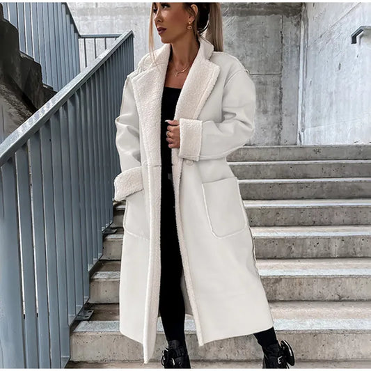 LM | Long leather jacket with fur