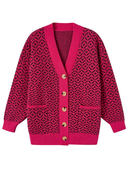 LM | Elegant knitted cardigan with button placket