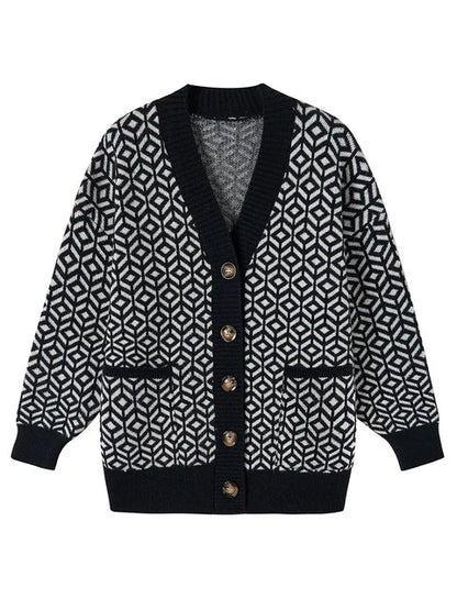 LM | Elegant knitted cardigan with button placket