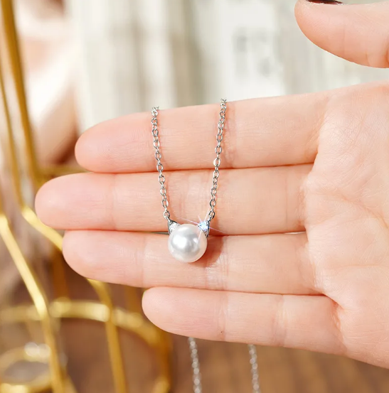 Cat Ear Pearl Necklace & Earings