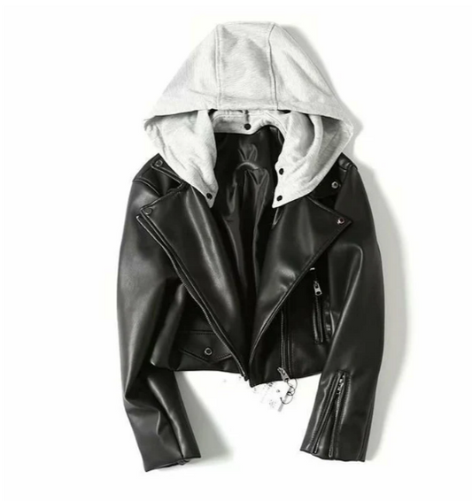 LM | Ladies leather jacket with hood