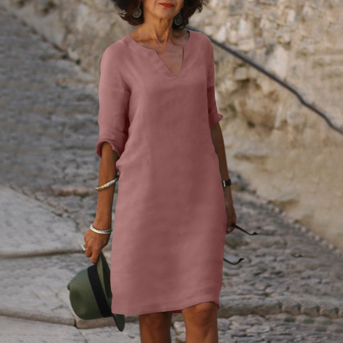 LM | Midi dress with V-neck
