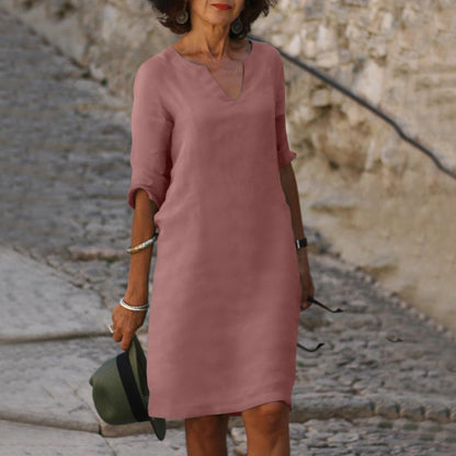 LM | Midi dress with V-neck