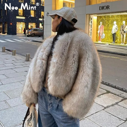 LM | Faux fur short ladies coat