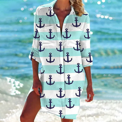 LM | Colorful button-up midi dress