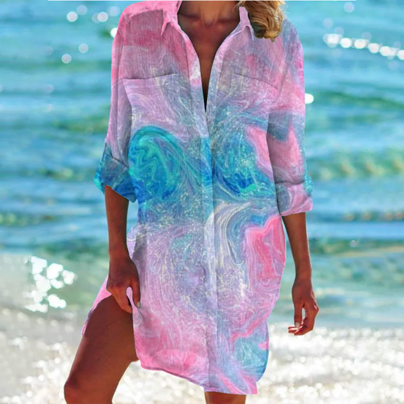 LM | Colorful button-up midi dress