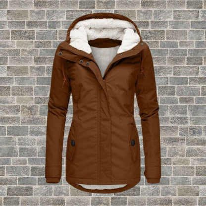 LM | New Pleated cotton jacket with lambskin hood