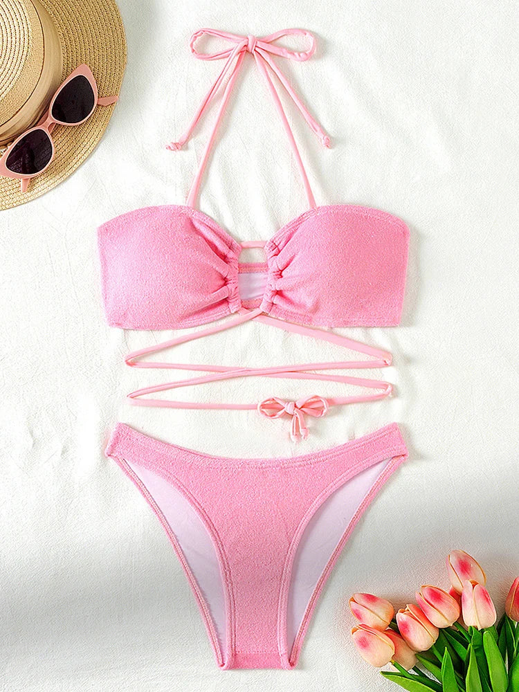 Hannah® | Push-up Bikini Set With Crossed Straps
