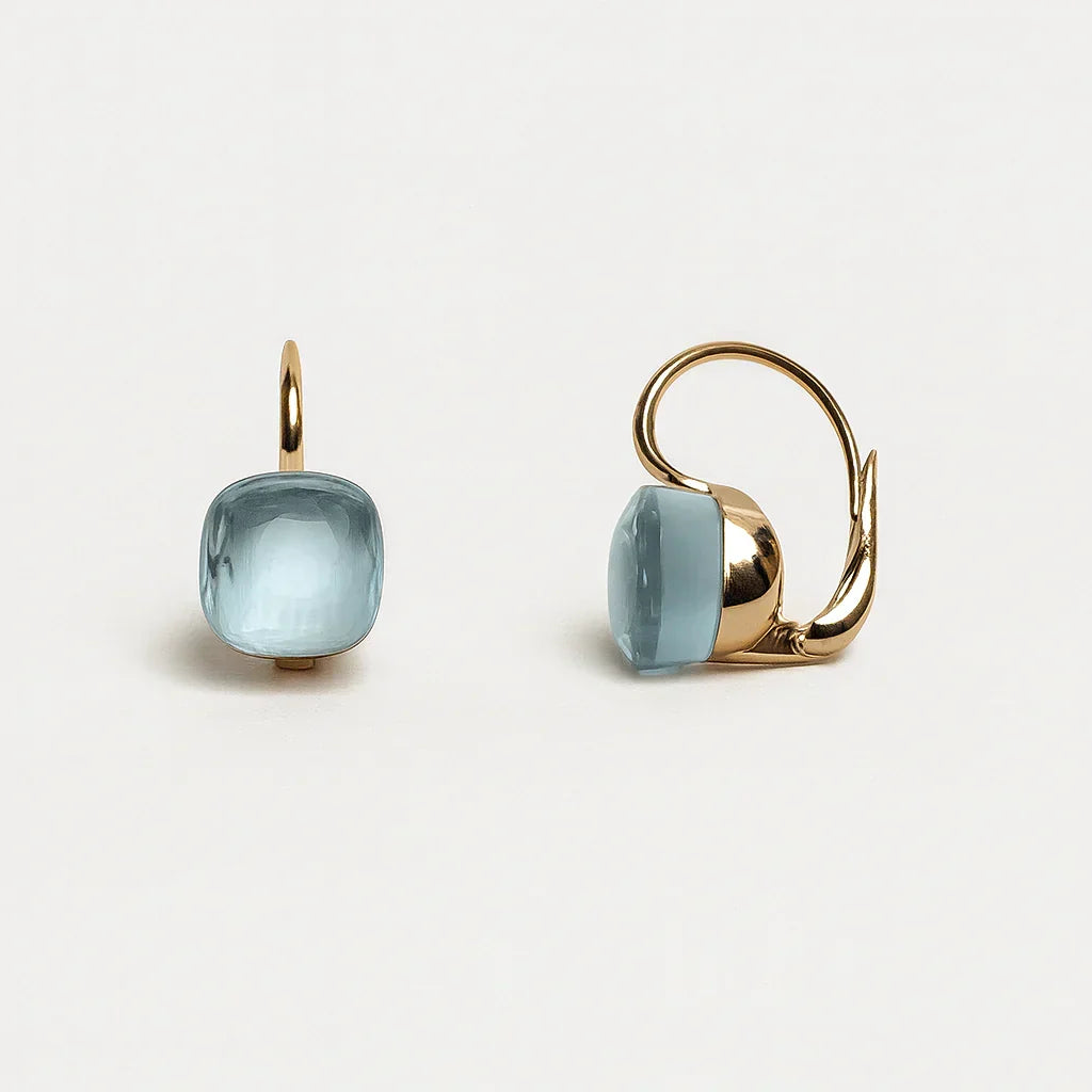 Blue Inlaid Zirconia Earrings