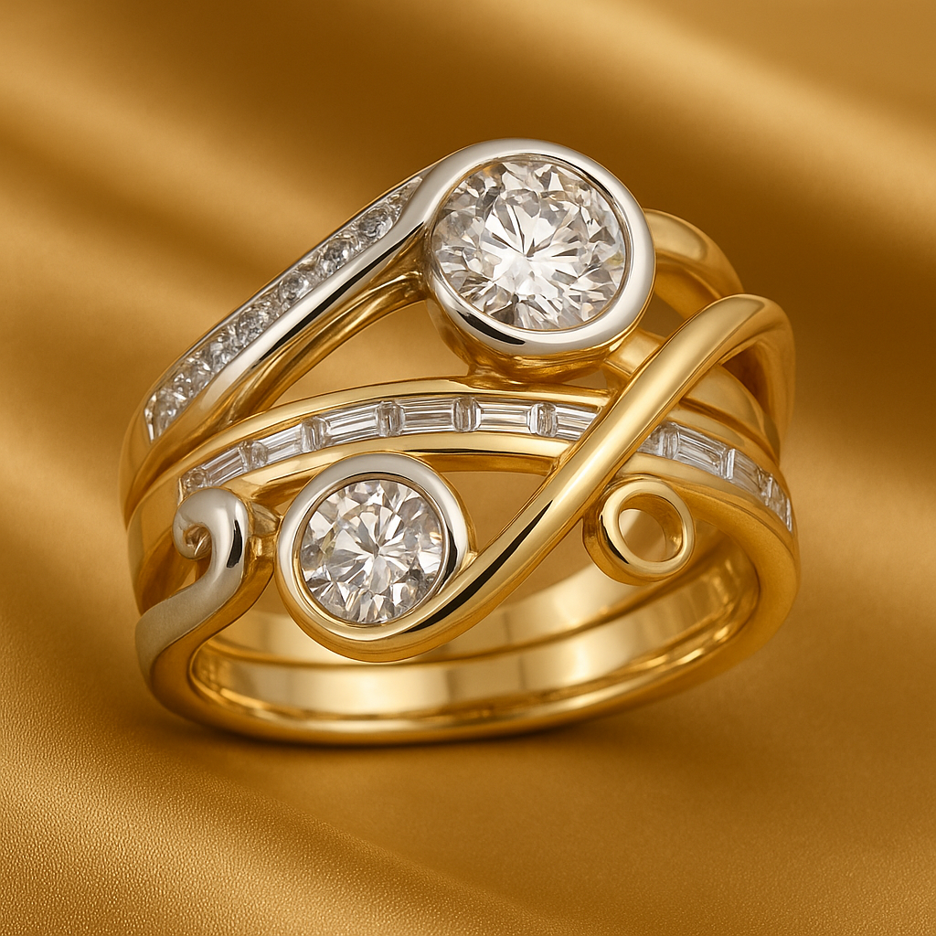 Silver–gold Zirconia Ring