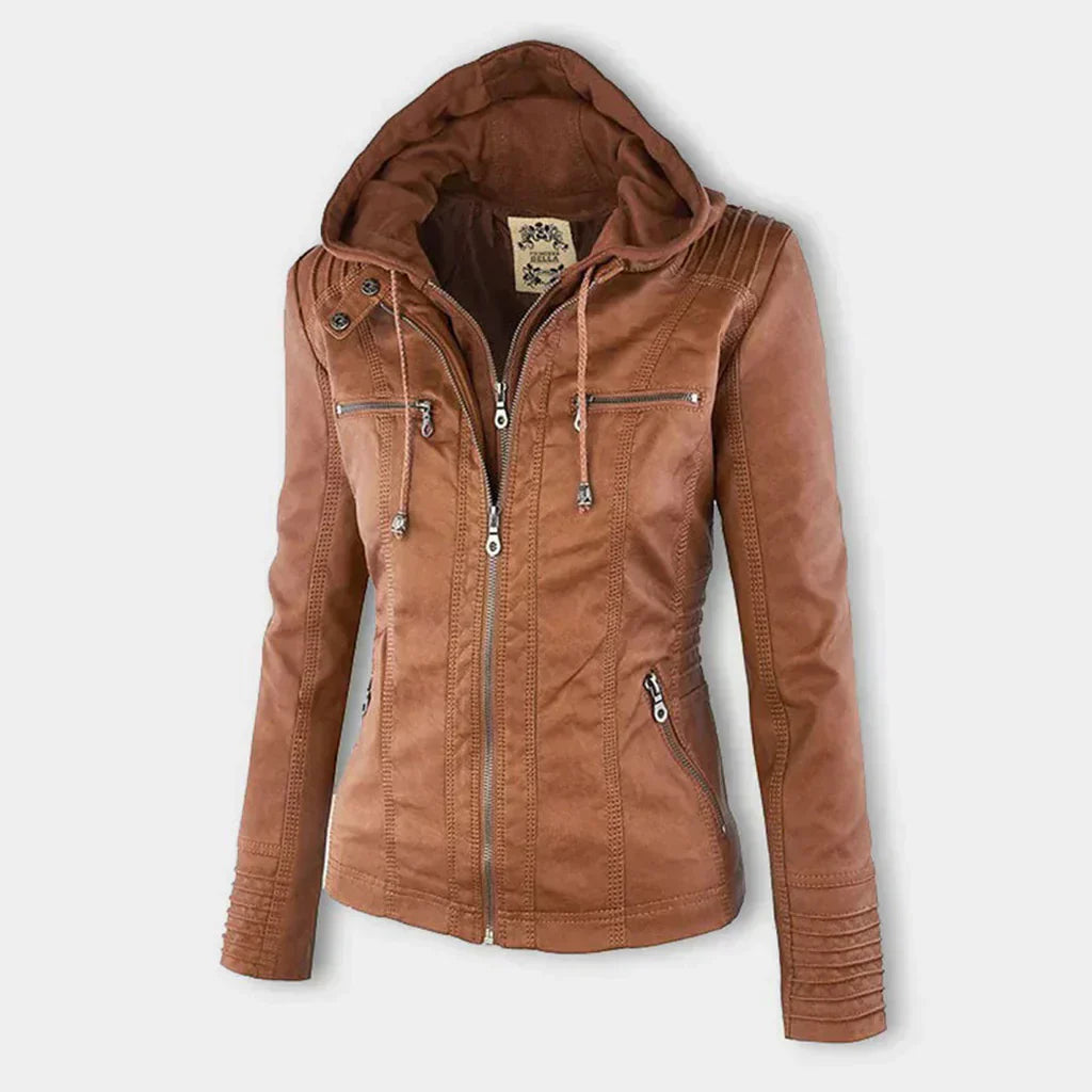LM | Ladies leather jacket with hood
