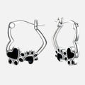 Heart Paw Huggie Earrings With Black Enamel