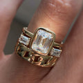 Chained Zirconia Gold Ring Set