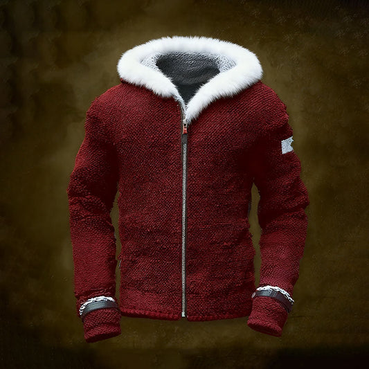 Men's Christmas Holiday Party Classic Fur Collar Hoodie artswardrobe