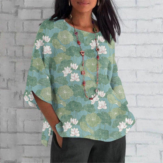Comstylish Water Lily Art Graphic Print Women's T-Shirt