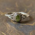 Olive Stone Silver Ring