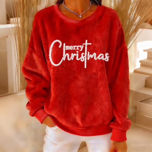 Comstylish Women's Merry Christmas Faith Pattern Casual Flannel Sweatshirt
