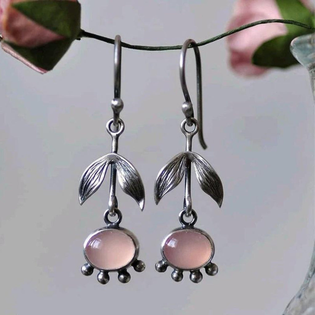 Quartz Pendant Earrings in Silver