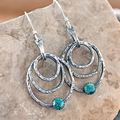 Circular Turquoise Silver Earrings
