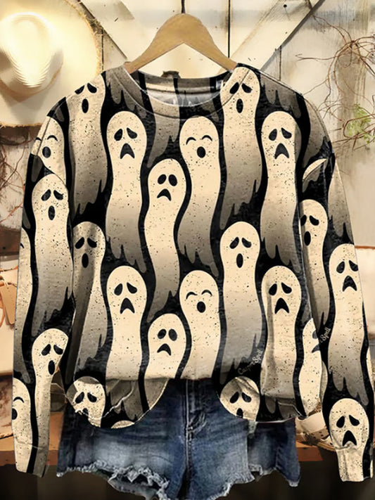 Women's Casual Halloween Print Sweatshirt artswardrobe