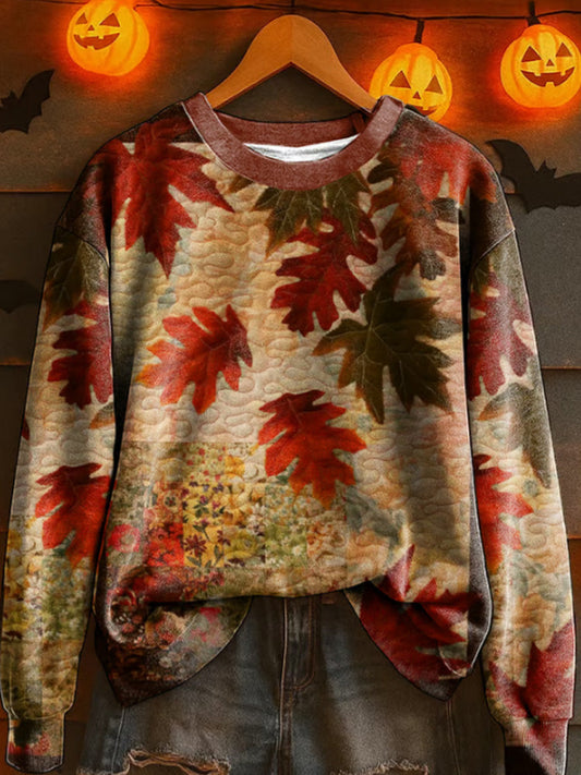 Comstylish Women's Casual Autumn Maple Leaf Sweatshirt